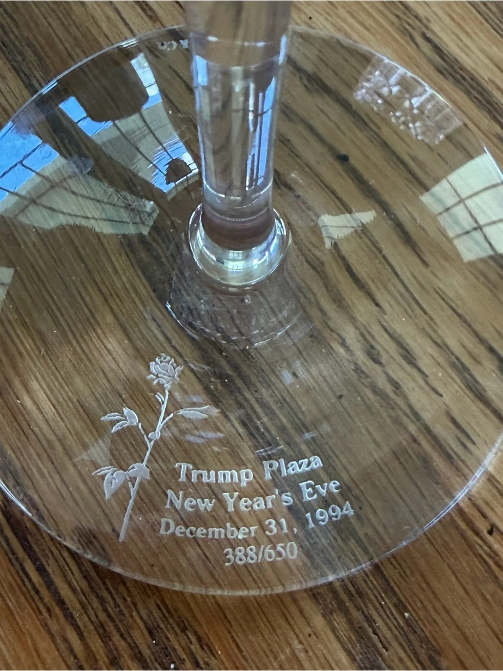 Tiffany & Co. Etched  Champagne Flutes Set of 2 Trump Plaza NYE 1994 388/650